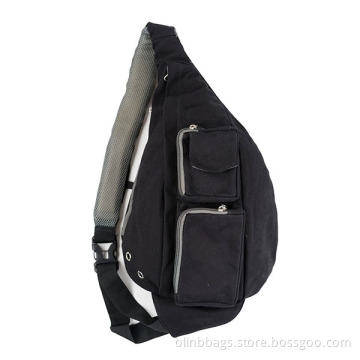 Customized Black Trendy Waist Sling Bag